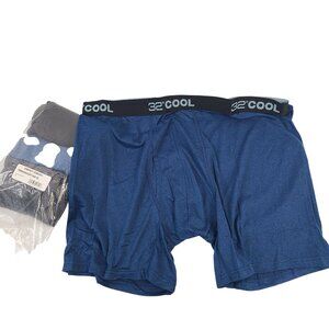 32 Degrees Cool Men's Boxer Briefs 4-Pack XL Blue Black Moisture-Wicking Stretch